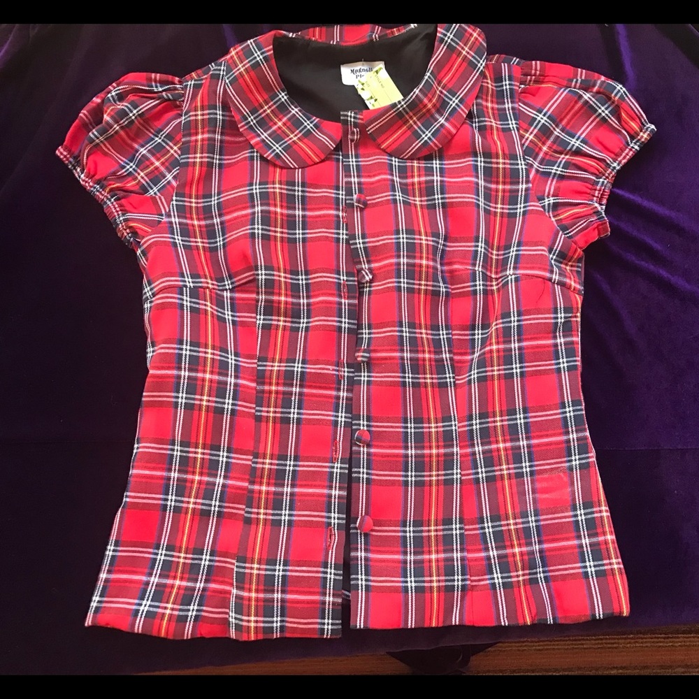 red plaid blouse s/m (see desc.)